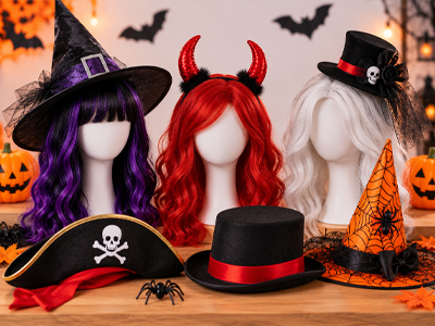 Pelucas y sombreros de Halloween