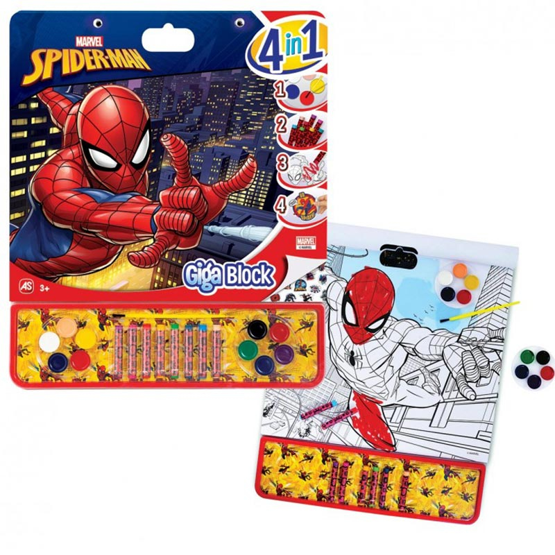 Estuche de pintura Giga block Spiderman 4 en 1