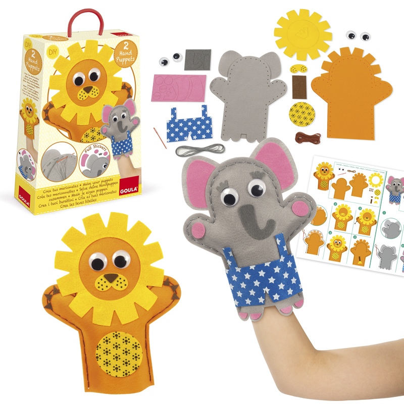 Marionetas elefante y león