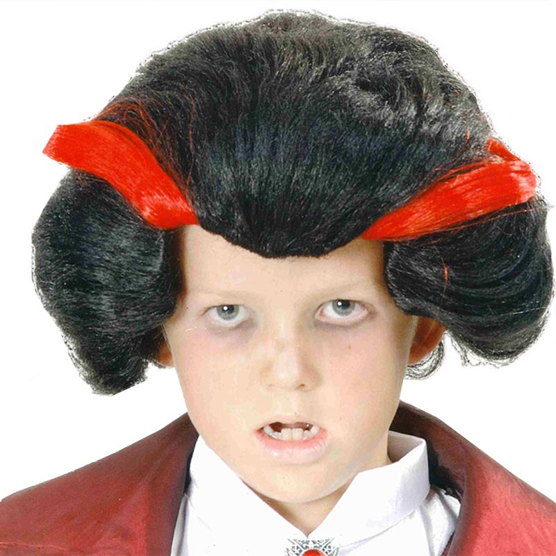 Peluca Vampiro negra y Roja