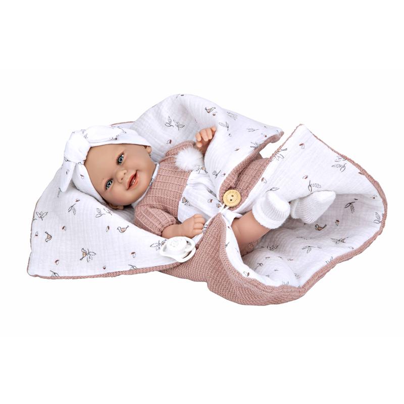 Muñeca bebé Elegance Babyto rosa 33 cm saco dormir