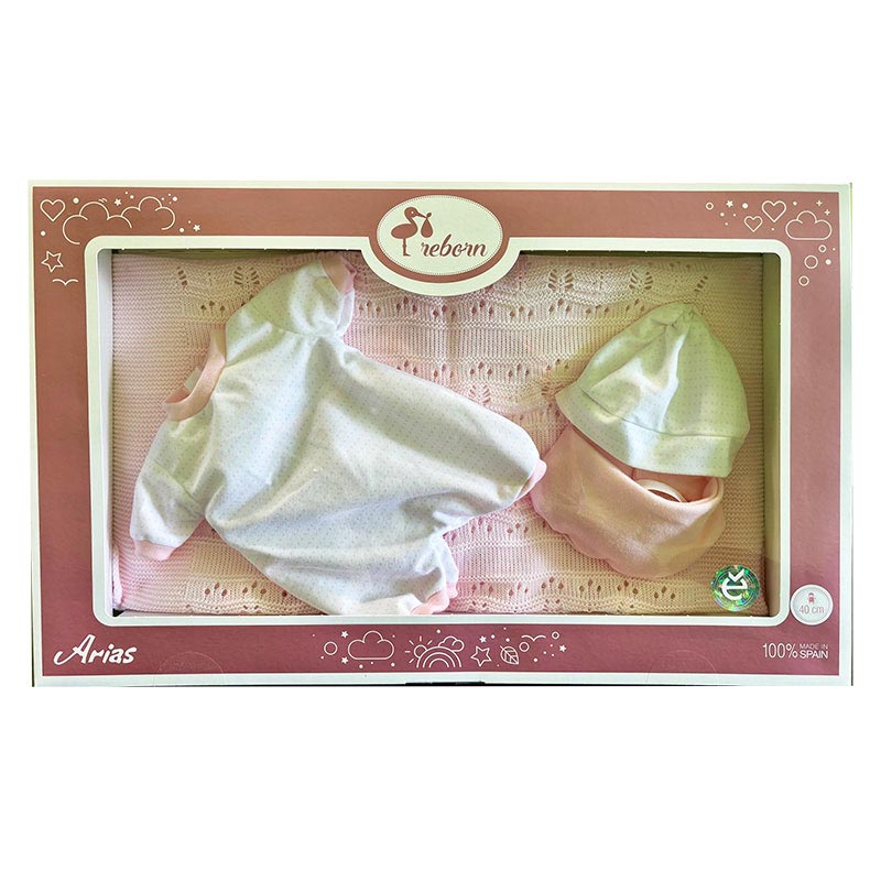 Ropa bebé reborn 40 cm babygrow gorra y manta