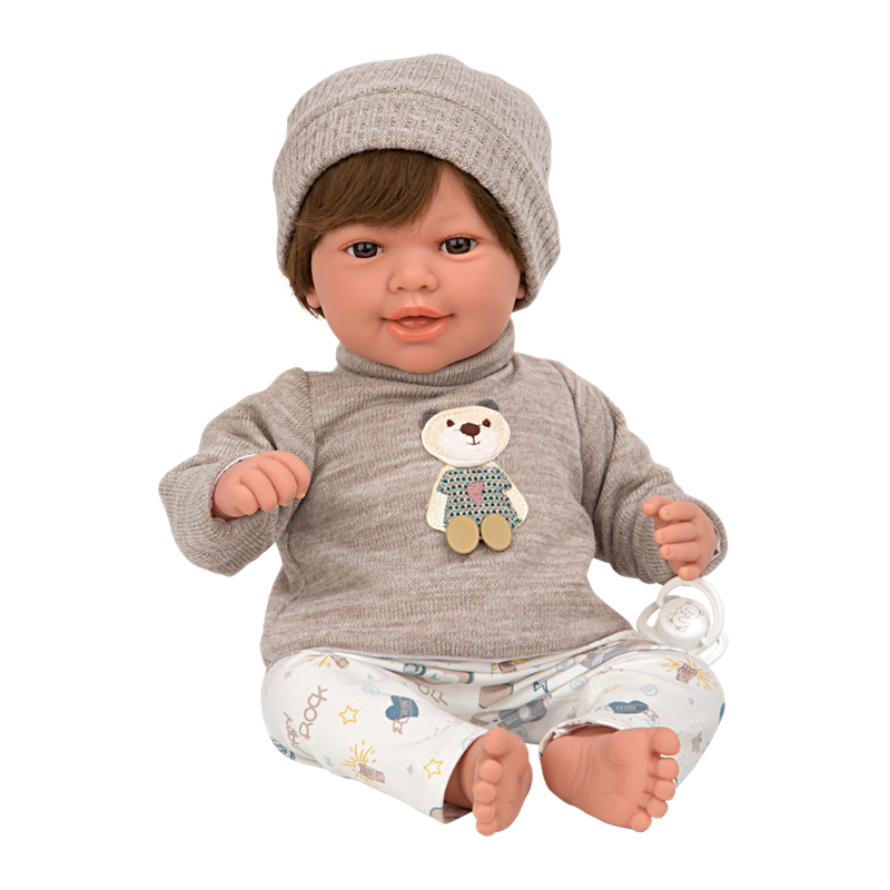 Muñeca bebé Elegance 45 cm gris con pelo