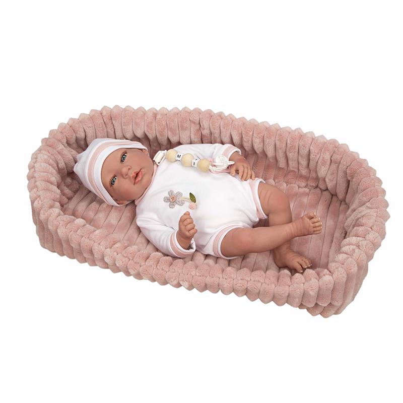 Bebé reborn 40 cm Lola rosa con capazo