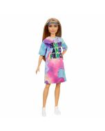 Muñeca Barbie Fashionista morena vestido teñido ti