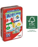 Parchís y oca caja de metal 20x20 cm