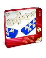 Dominó triangular en caja de metal