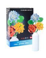 Conjunto bouquet de flores con florero