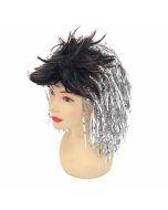 Peluca fibra optica con adornos plateados