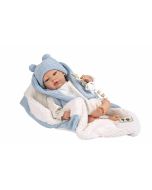 Bebé reborn 40 cm Martín azul con manta