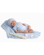 Bebé reborn 40 cm Arias azul con manta