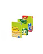 Juegos de cartas Scrabble Pictionary y Uno