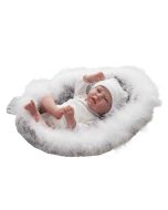 Bebé Reborn 40 cm Noel con capazo y peluche