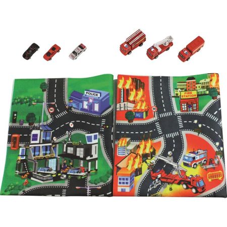 Tapiz de juegos circuitos policía y bombero