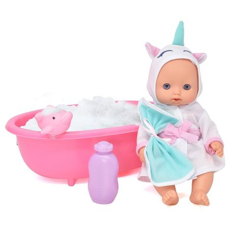 Muñeca bebé con bañera