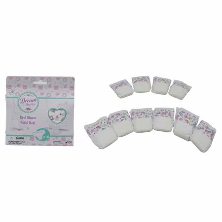 Pack de 10 pañales para muñeca bebé