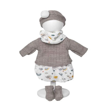 Vestidos bebé reborn 40 cm jersey y gorro gris