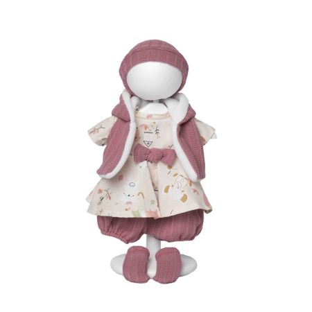 Vestidos bebé reborn 40 cm conjunto con gorro rosa