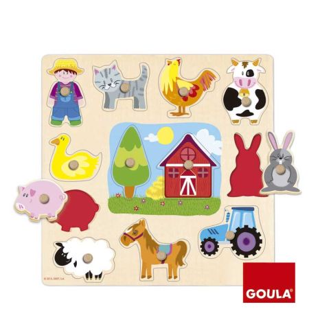 Puzzle madera granja silueta pivotes pequeños