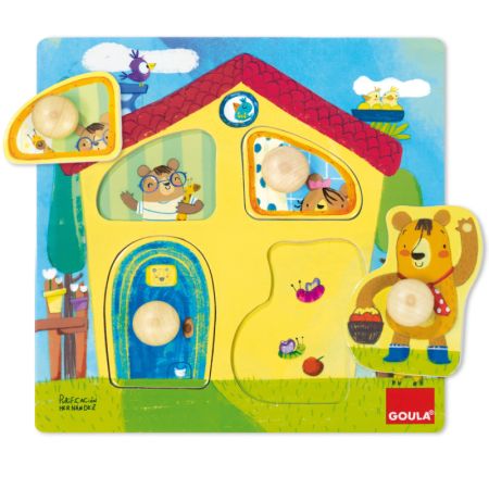 Puzzle casa familia osos de madera