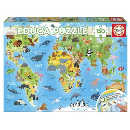 Educa puzzle 150 mapamundi de los animales