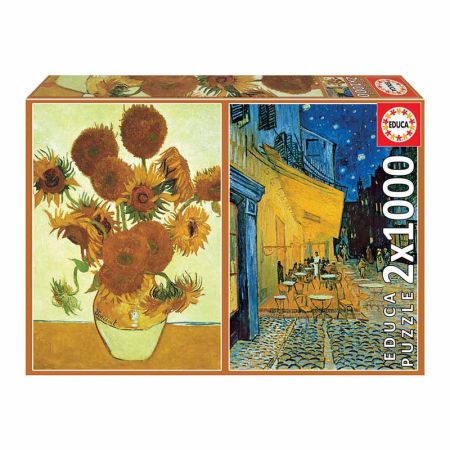 Educa puzzle 2X1000 girasoles+terraza Van Gogh