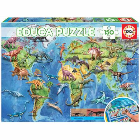 Educa puzzle 150 Mapamundi Dinosaurios