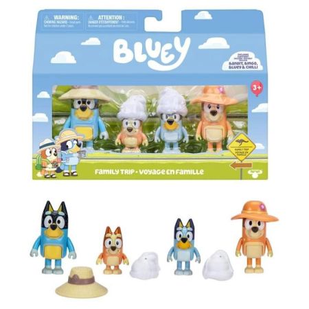Bluey pack 4 figuras Viaje en Familia
