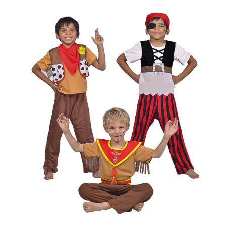 Disfraz 3 en 1 Cowboy, Indio y Pirata Infantil