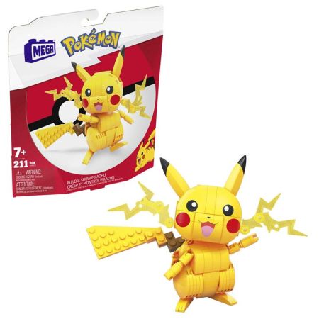 Mega Construx Pokemon construye y muestra Pikachu