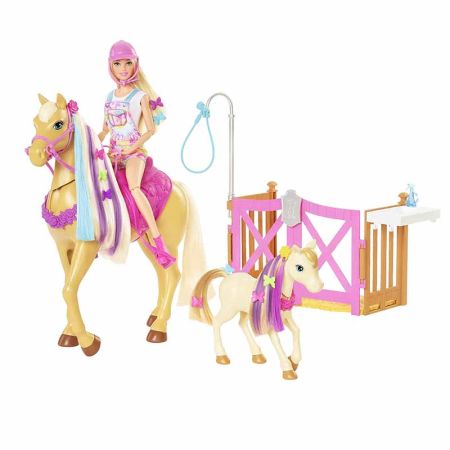 Muñeca Barbie con caballo y poni