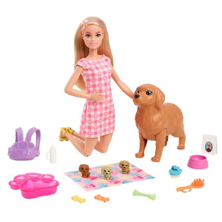 Muñeca Barbie perritos recién nacidos rubia