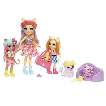 Enchantimals muñeca familia de gatos siameses