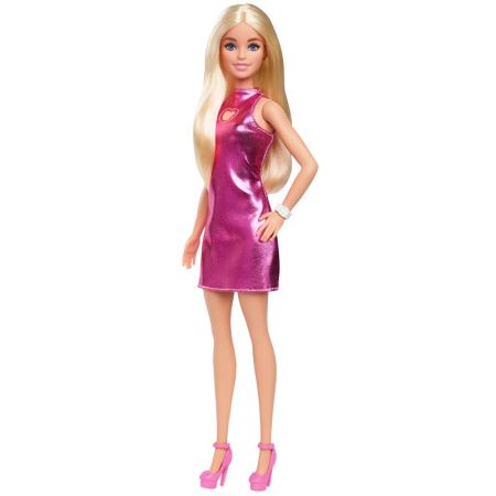 Barbie Fashionistas muñeca vestido rosa metalizado