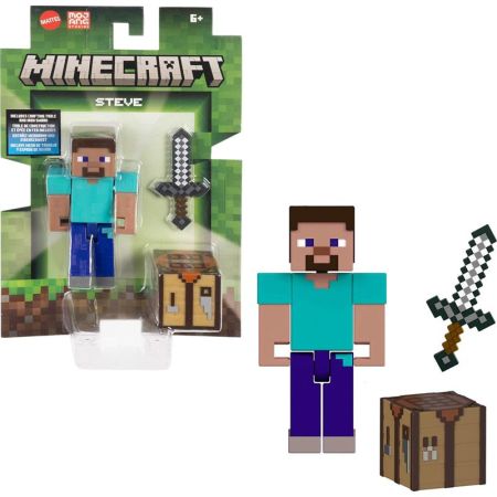 Minecraft figura Steve con mesa trabajo y espada
