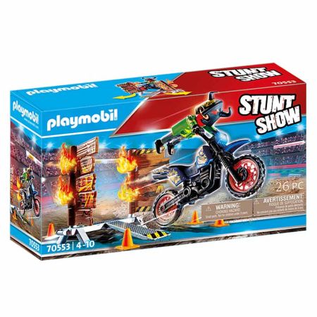 Playmobil Stuntshow Moto con muro de fuego
