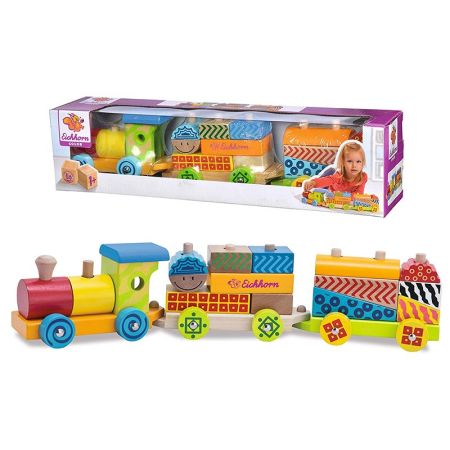 Tren de madera con 15 bloques Eichhorn