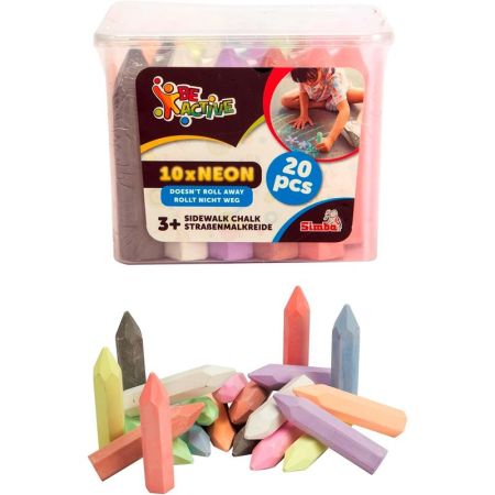 Pack 20 tizas de exterior colores neón