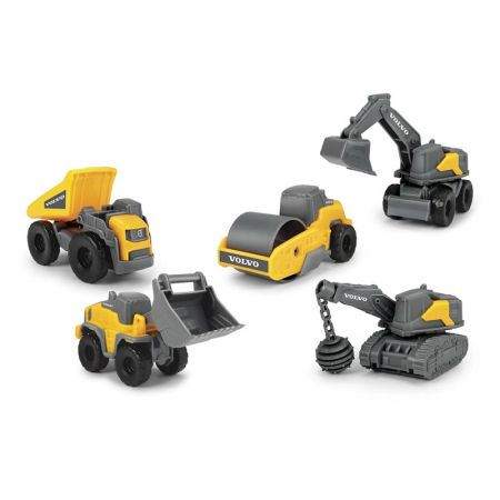 Set 5 vehículos de construcción Volvo micro 9 cm