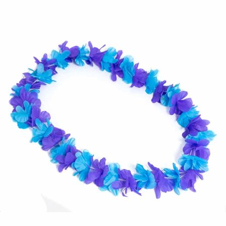 Collar Hawaiano Orquideas Azul-Lila