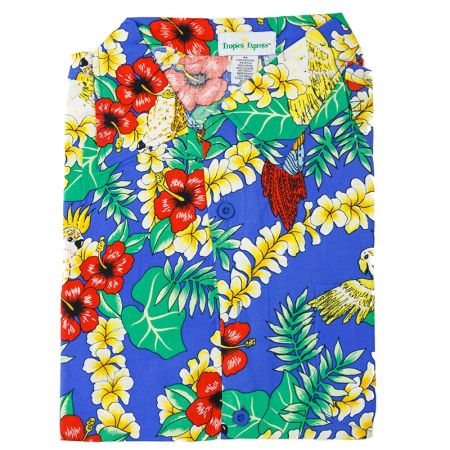 Camisa Hawaiana azul seda artificial talla XL