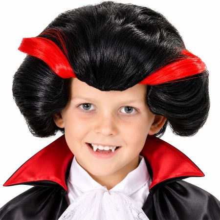 Peluca Vampiro negra y Roja