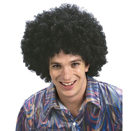 Peluca negra con pelo afro