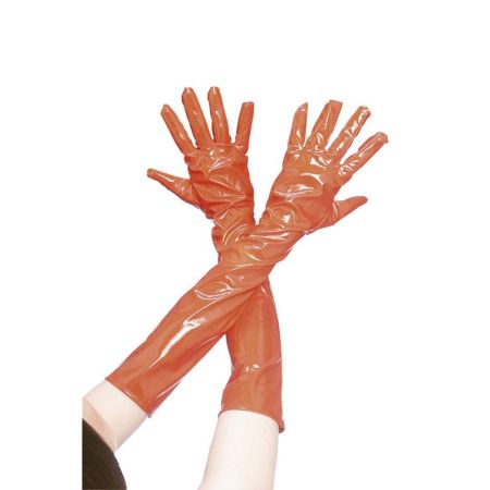 Guantes largos de vinilo rojo