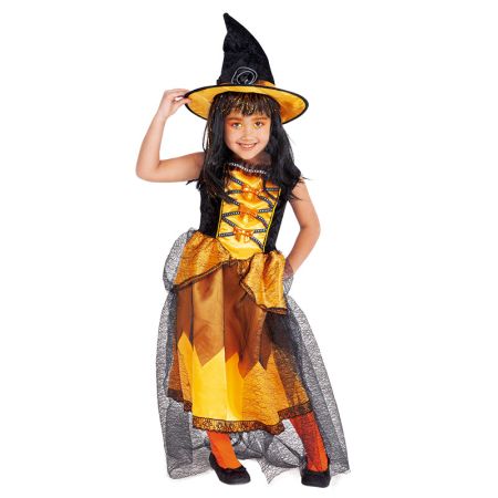 Disfraz infantil bruja chic naranja
