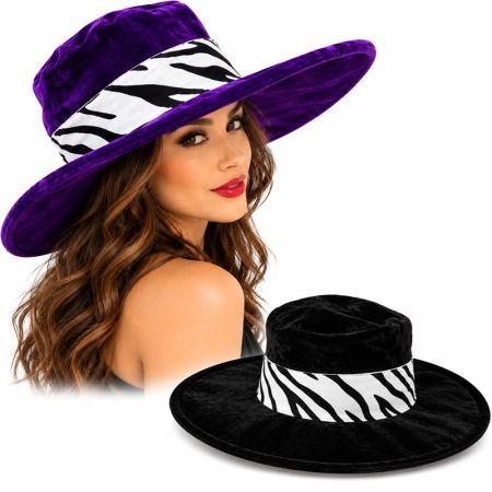 Sombrero Pimp Zebra Negro y Lila