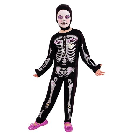 Disfraz infantil esqueleto purpurinita
