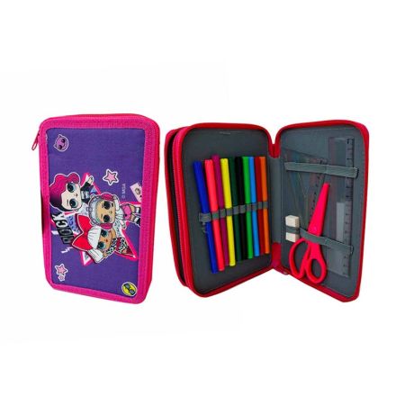 Estuche escolar doble lleno LOL jeans
