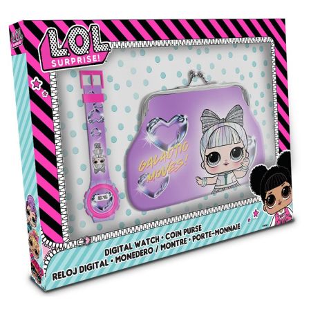 Set reloj digital y monedero LOL en caja