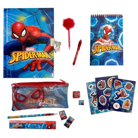 Set de papelería y stickers Spiderman